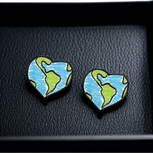 Mother Earth Heart Stud Earrings - Handmade with Love! 🌎 NWT Studs